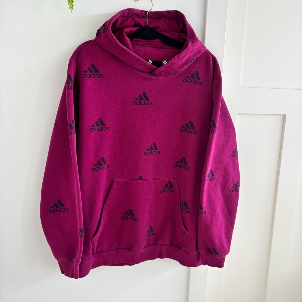 Adidas Men's Allover Printed Badge of Sport Hoodie Kangaroo Pockets Size L - Picture 2 of 7